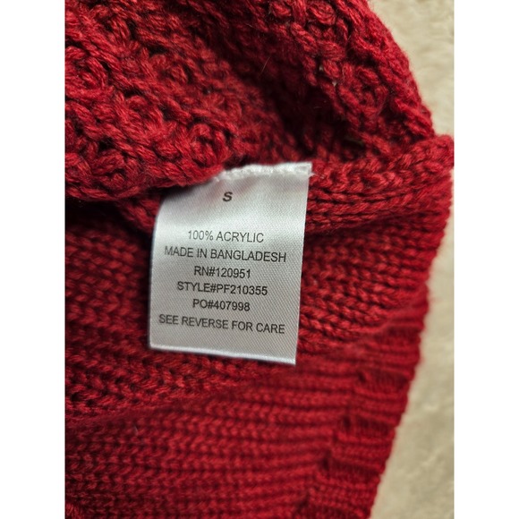 Pink Rose Red Cable Knit Cowl Neck Short Sleeve Sweater Dress Size S - Picture 4 of 12